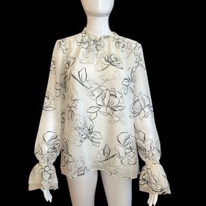 Floral White House Black Market blouse